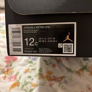 Jordan 4 Retro PS Black and White Shoes